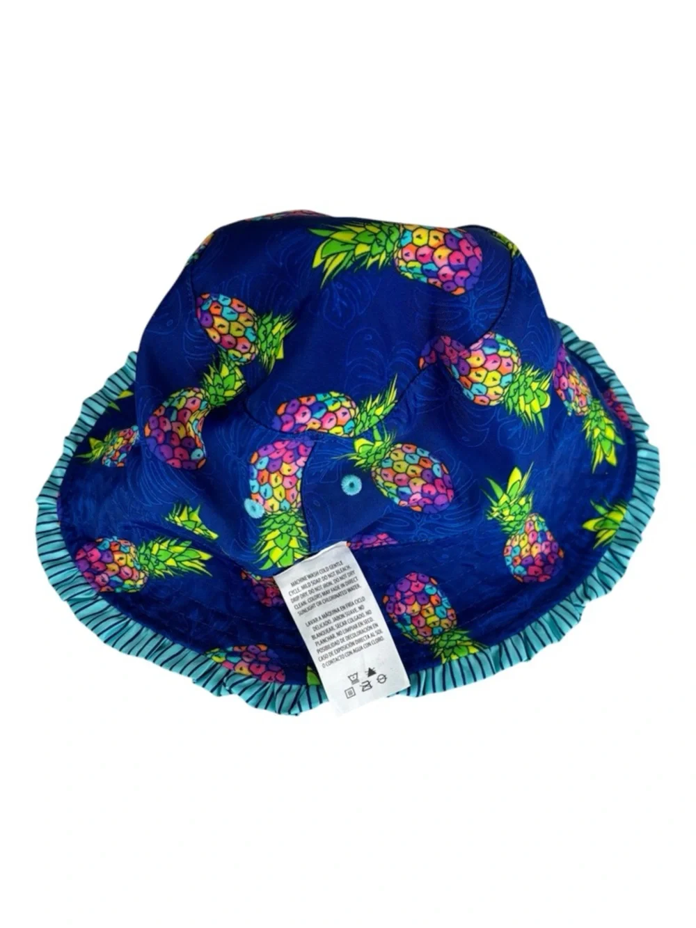 UV Skinz Reversible Kids Bucket Hat - Teal Stripe & Navy Pineapple 5